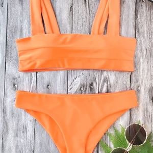 Padded Wide Straps Bandeau Neon Bikini Set